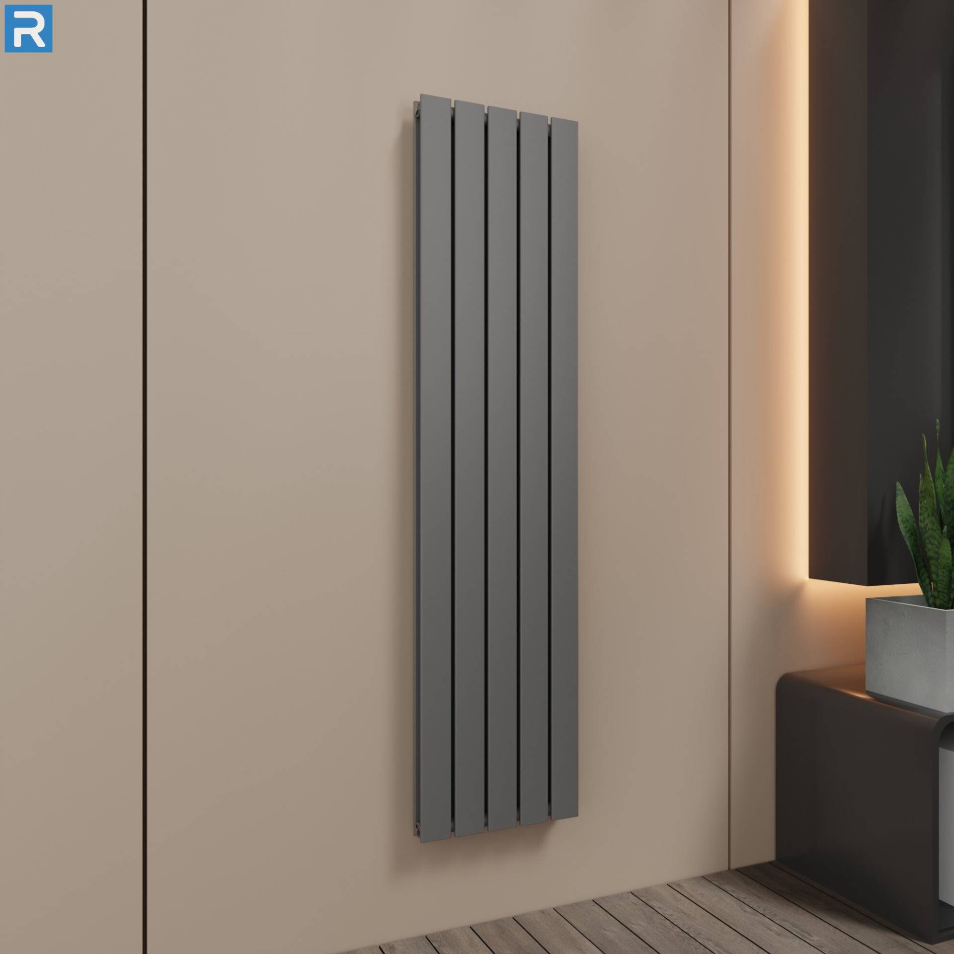 ROTHLER Paneelheizkörper Flachheizkörper Vertikal Doppellagig Anthrazit 38 x 160 cm