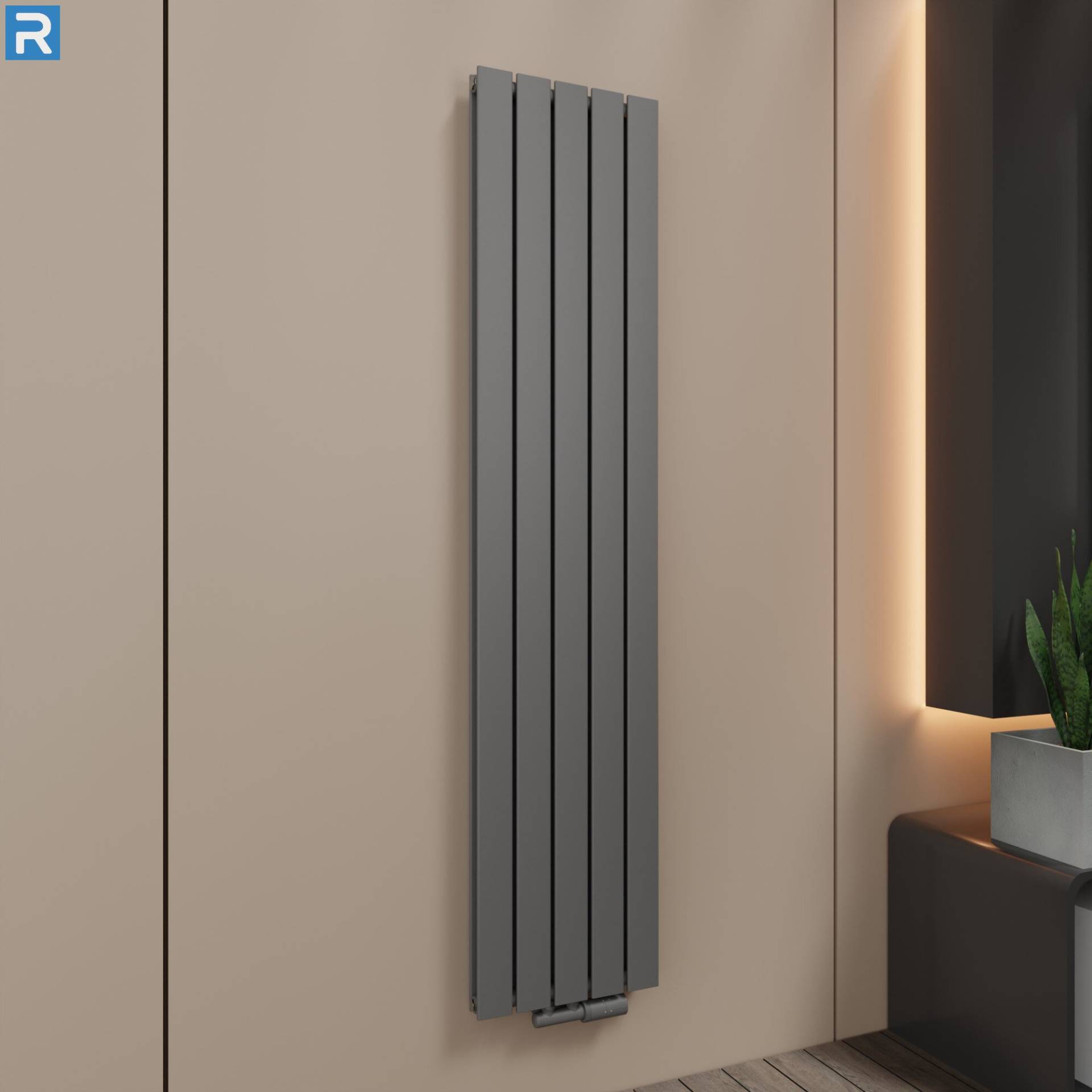 ROTHLER Paneelheizkörper Flachheizkörper Vertikal Doppellagig Anthrazit 38 x 180 cm mit Multiblock ROTHLER Paneelheizkörper Flachheizkörper Vertikal Doppellagig Anthrazit 38 x 180 cm mit Multiblock