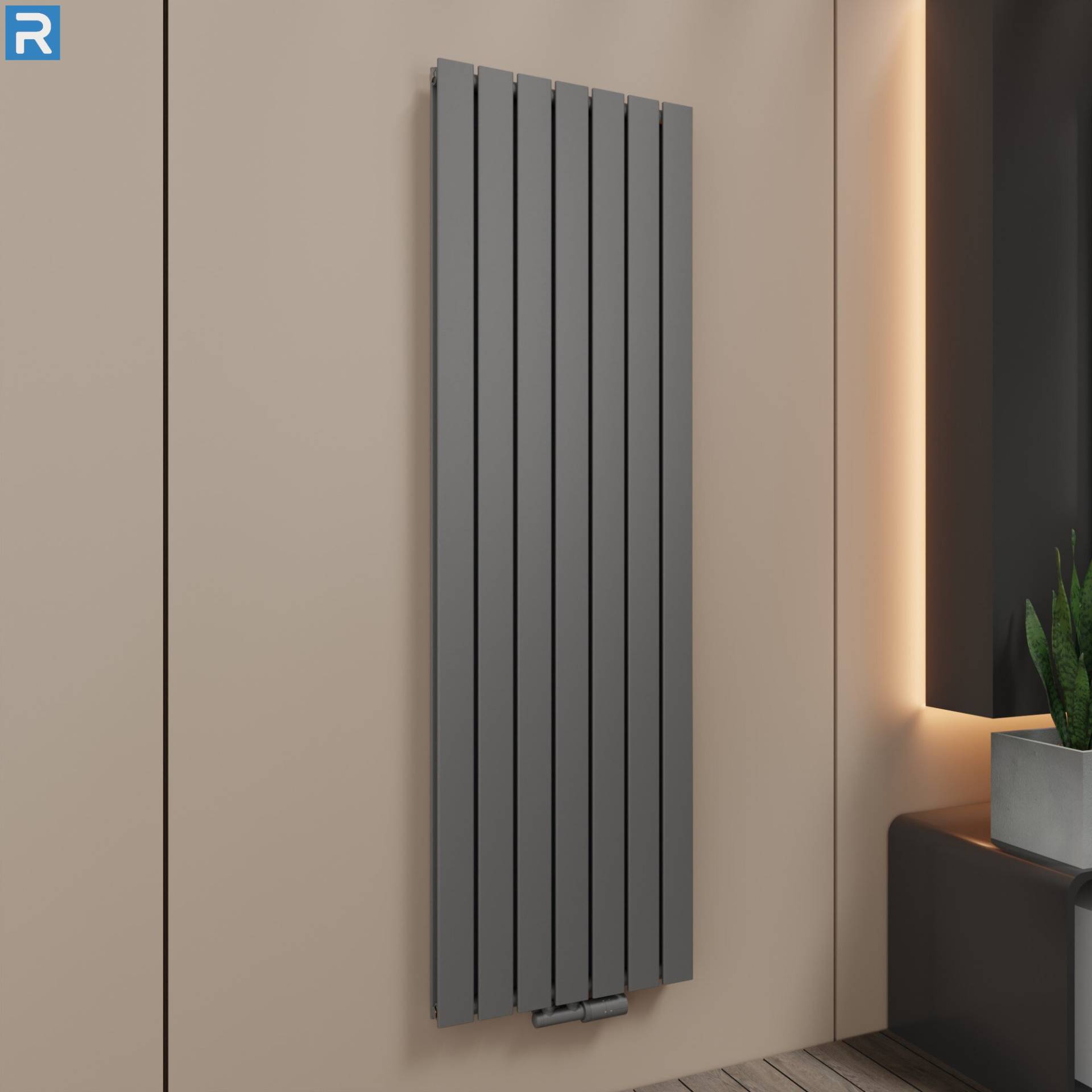 ROTHLER Paneelheizkörper Flachheizkörper Vertikal Doppellagig Anthrazit 53 x 180 cm mit Multiblock ROTHLER Paneelheizkörper Flachheizkörper Vertikal Doppellagig Anthrazit 53 x 180 cm mit Multiblock
