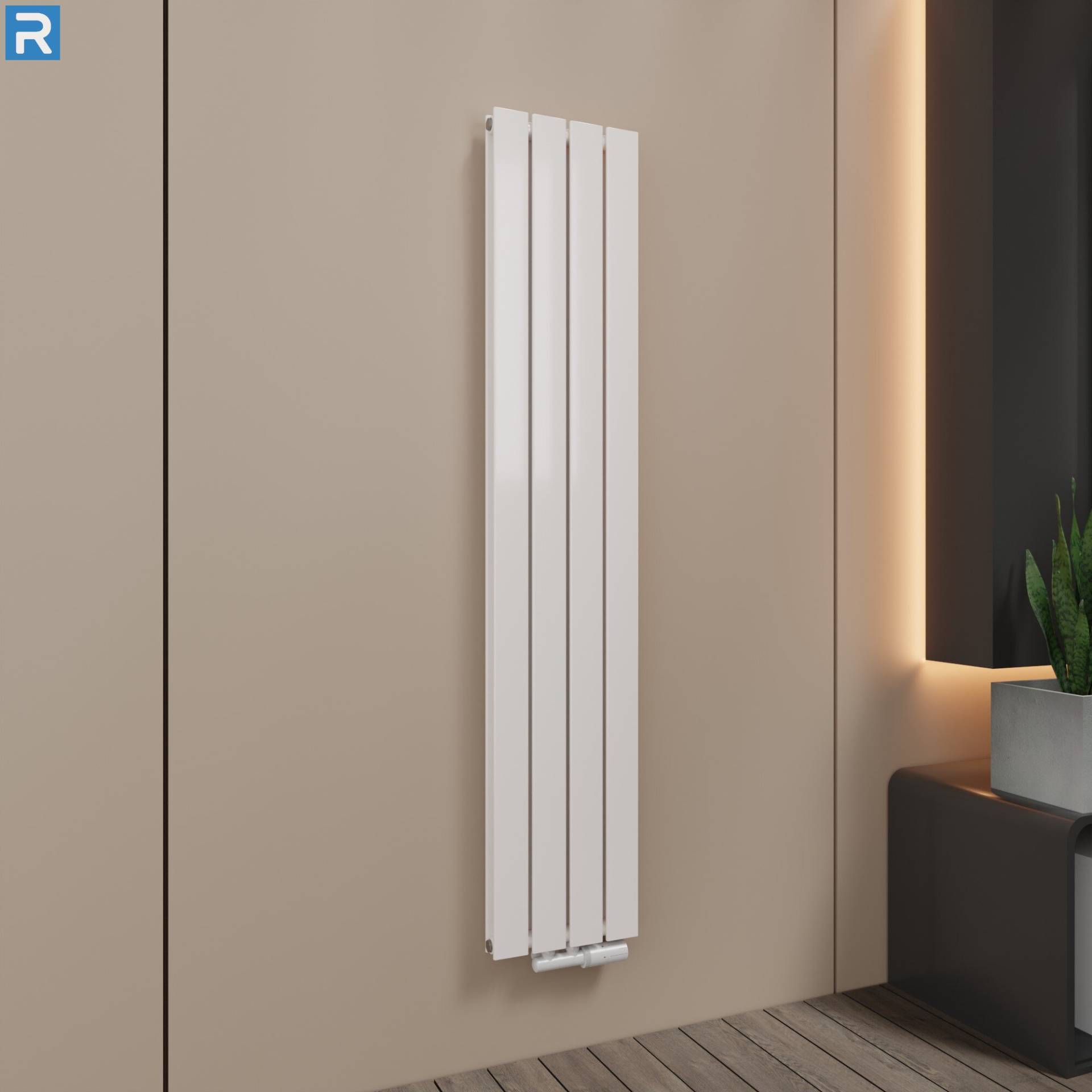 ROTHLER Paneelheizkörper Flachheizkörper Vertikal Doppellagig Weiß 30 x 160 cm mit Multiblock