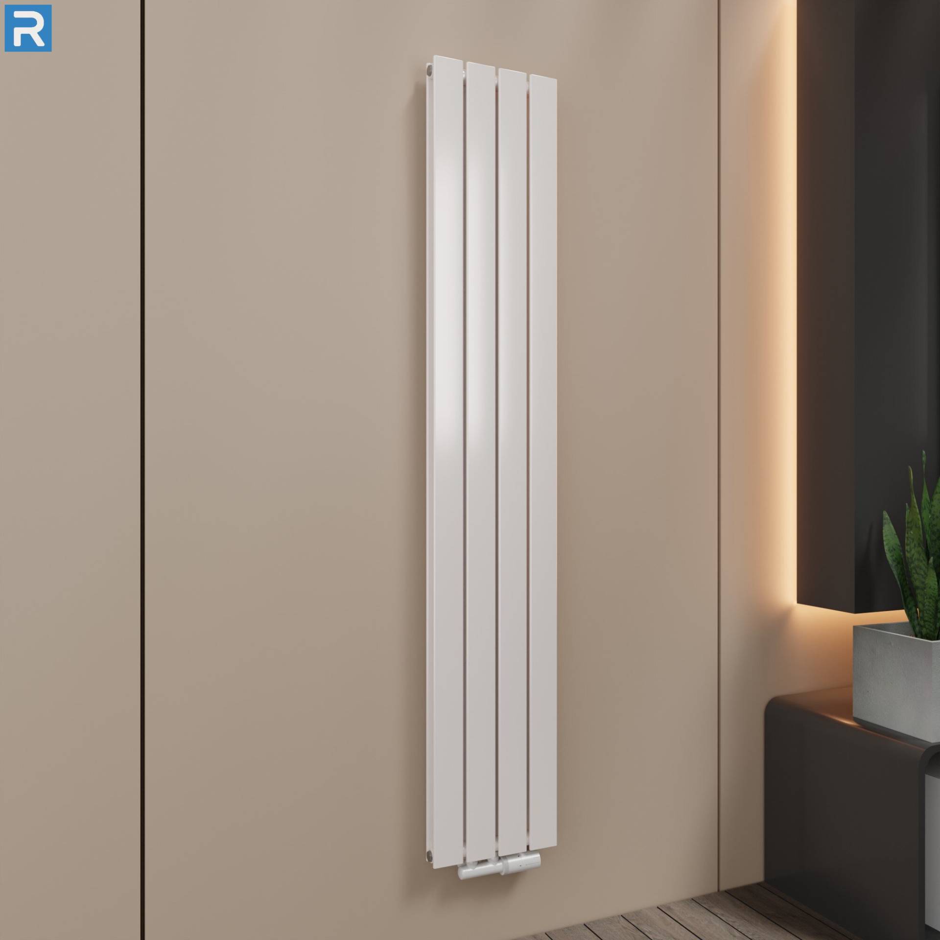 ROTHLER Paneelheizkörper Flachheizkörper Vertikal Doppellagig Weiß 30 x 180 cm mit Multiblock