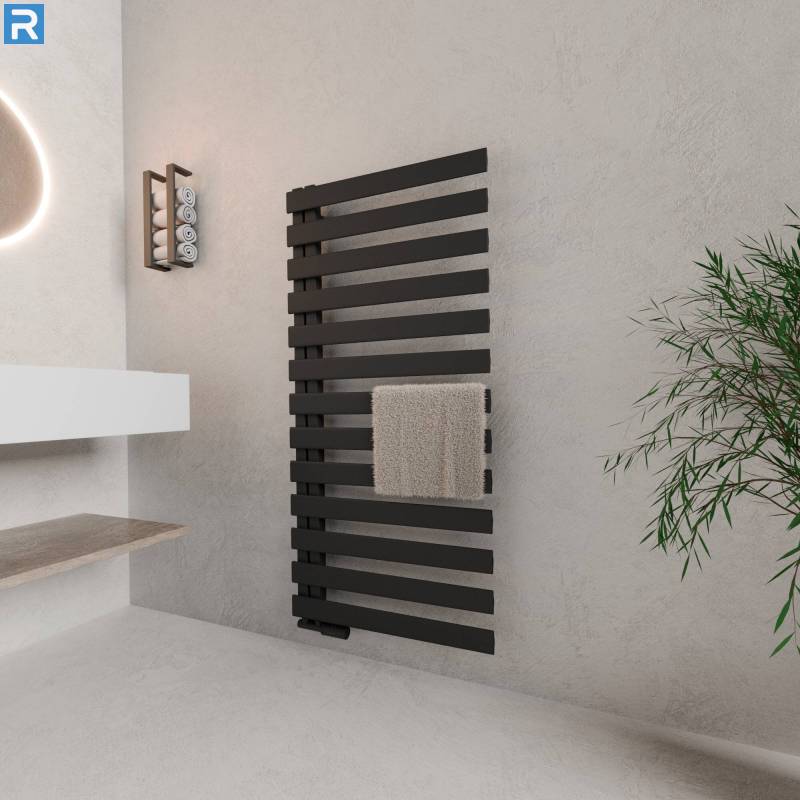 ROTHLER Premium Handtuchheizkörper Badheizkörper Schwarz 60 x 140 cm mit Multiblock