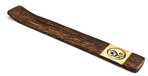 Räucherstäbchenhalter Yin Yang aus Shesham Holz braun, 26 cm, Schiffchen Halter zum Räuchern von Räucherstäbchen von Impressionata