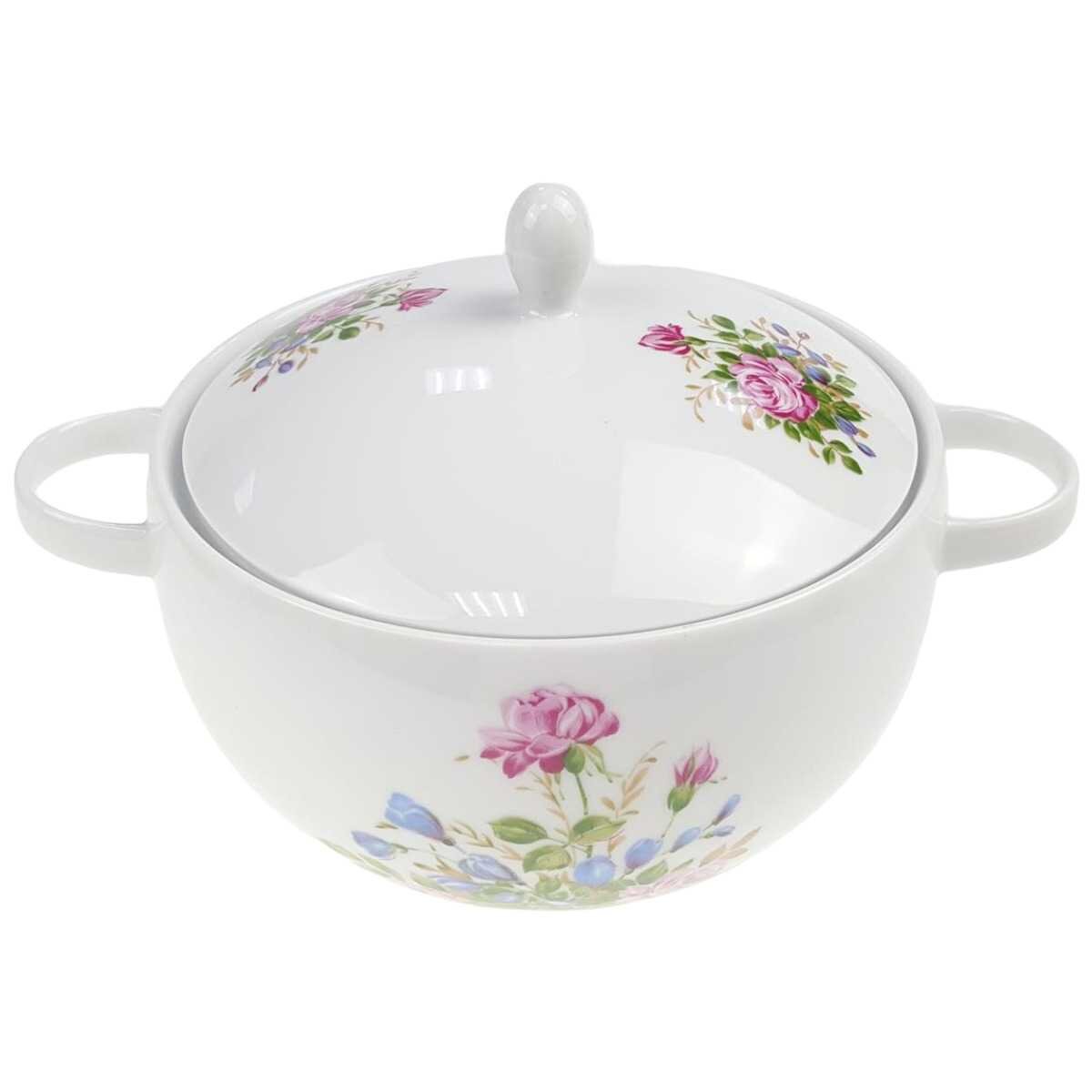 Ragoutterrine Servierschüssel 1,3 L Melitta Unbestimmten Formen Blumendekor Bunt gebraucht - gut