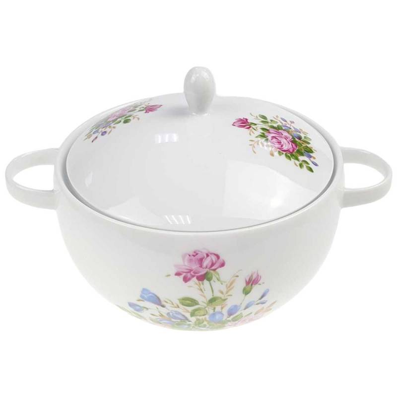Ragoutterrine Servierschüssel 1,3 L Melitta Unbestimmten Formen Blumendekor Bunt gebraucht - gut