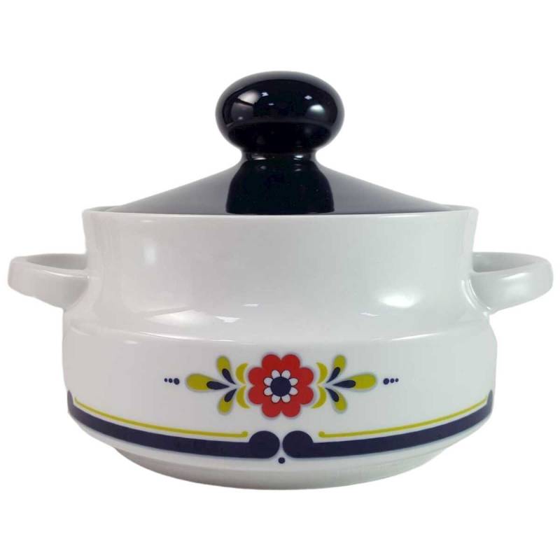 Ragoutterrine Servierschüssel 1,5 L Mitterteich Form 890 blau grün rot Blumendekor gebraucht - gut