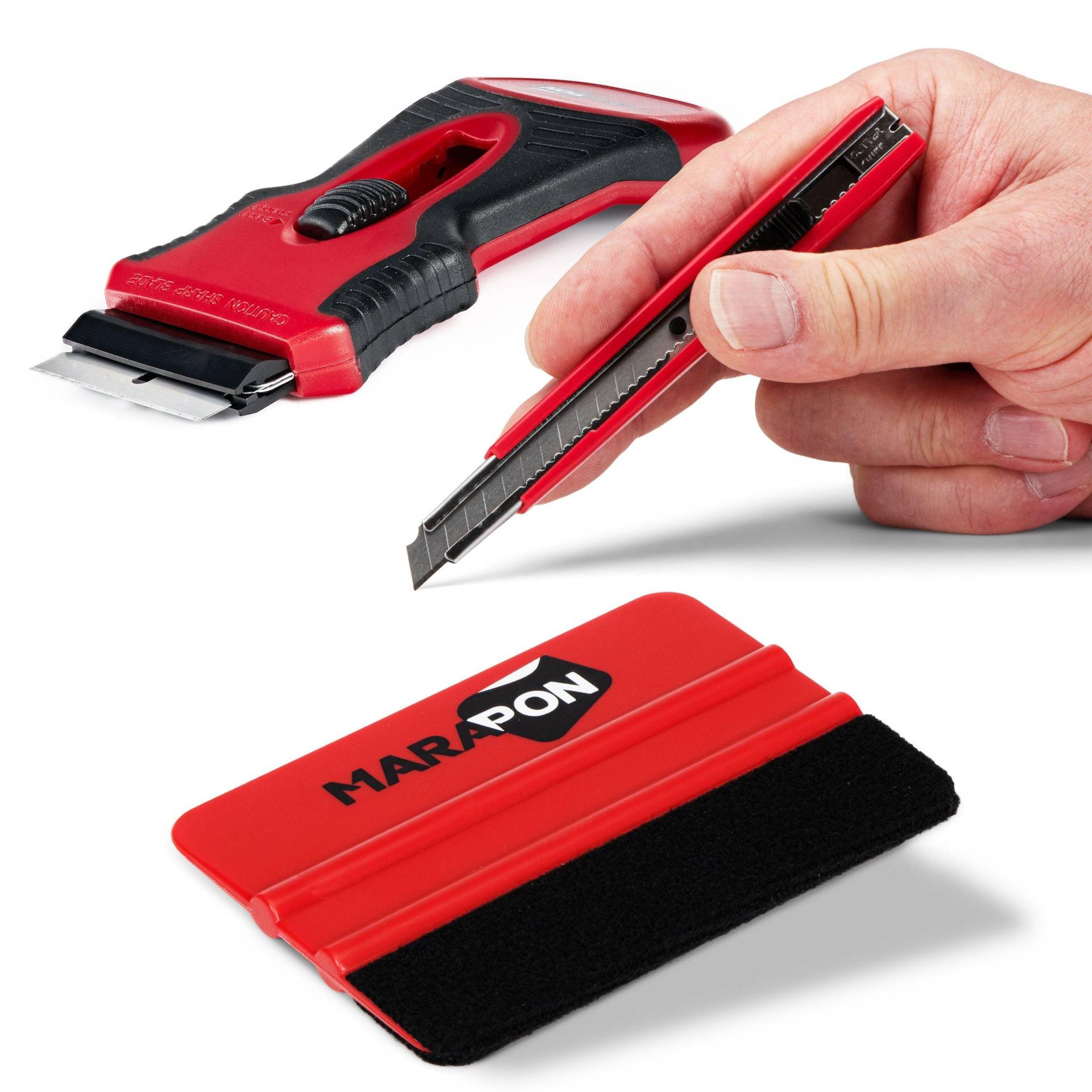 Rakel-3er Set - Hochwertige Rakel mit Cutter-Messer und Schaber