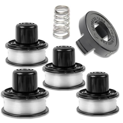 XINTONG Rasentrimmer Fadenspulen Kompatibel mit Black+Decker GL250,GL310,GL360,GL360SB, Fadenspule A6226-XJ (4 Spulen+1 Kappe+1 Feder) von XINTONG
