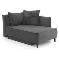 Recamiere ausziehbar Cord Grau 95 x 155 cm Bettkasten REX beideseitig montierbar