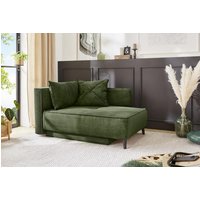 Recamiere ausziehbar mit Schlaffunktion und Bettkasten Cord Grün 95 x 155 cm REX