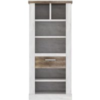 Regal 1 Schubkasten Duro von Forte Pinia Weiß / Eiche Antik