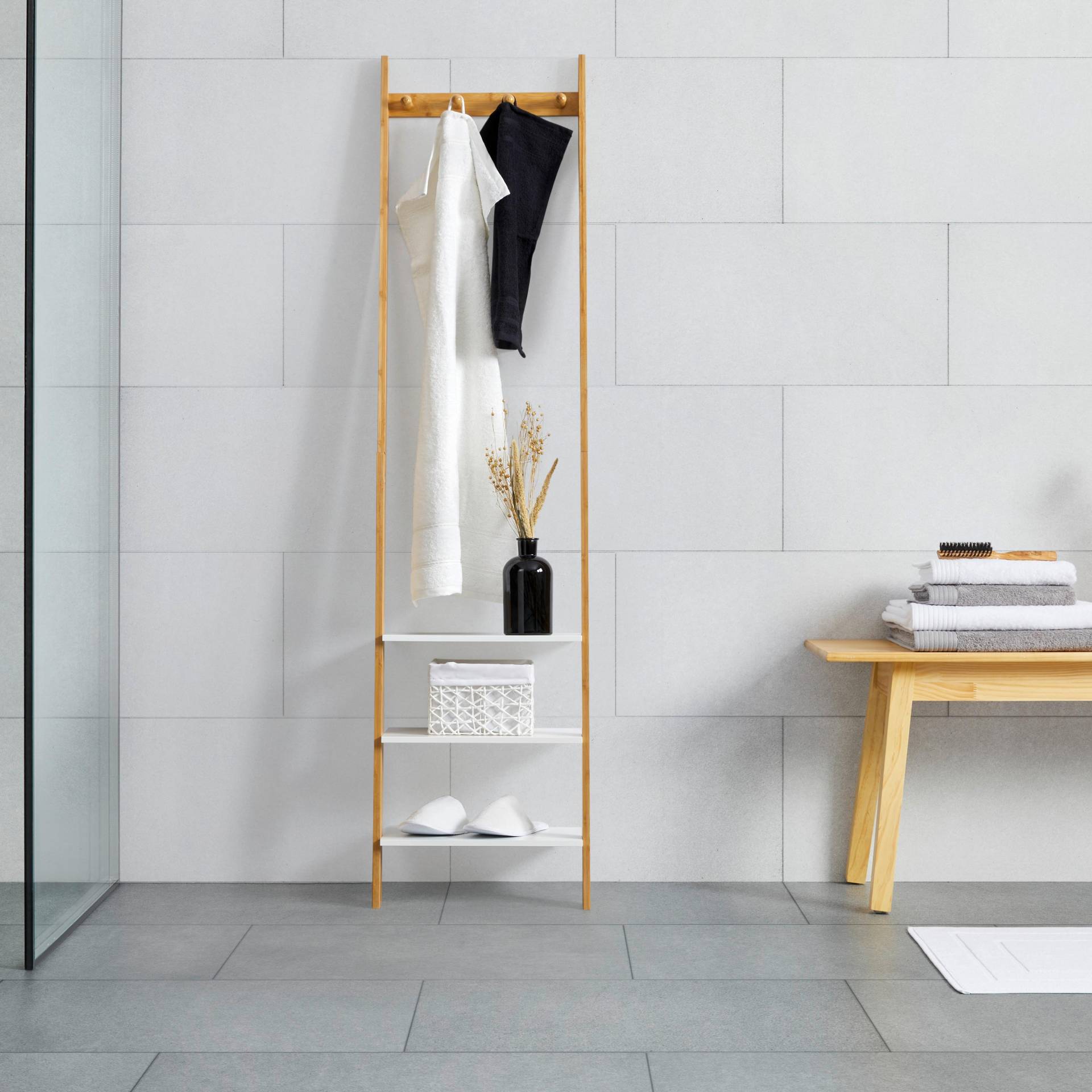 Regal Mirella Weiß/Naturfarben MDF