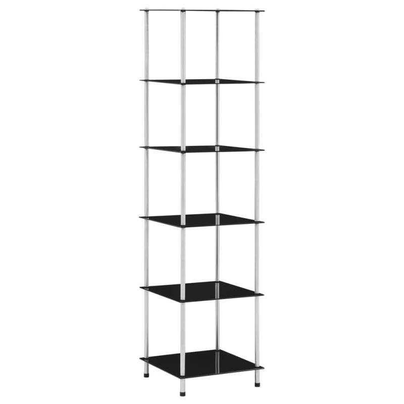 Regal mit 6 Ablagen Schwarz 40x40x160 cm Hartglas Transparent 1 67 cm
