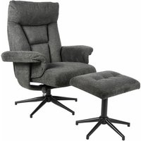 Relax-Sessel 360° drehbar mit Hocker OLVERA von Duo Collection Anthrazit / Schwarz