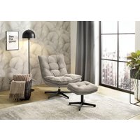 Relax-Sessel inkl. Hocker 360 Grad drehbar Cord Taupe / Schwarz