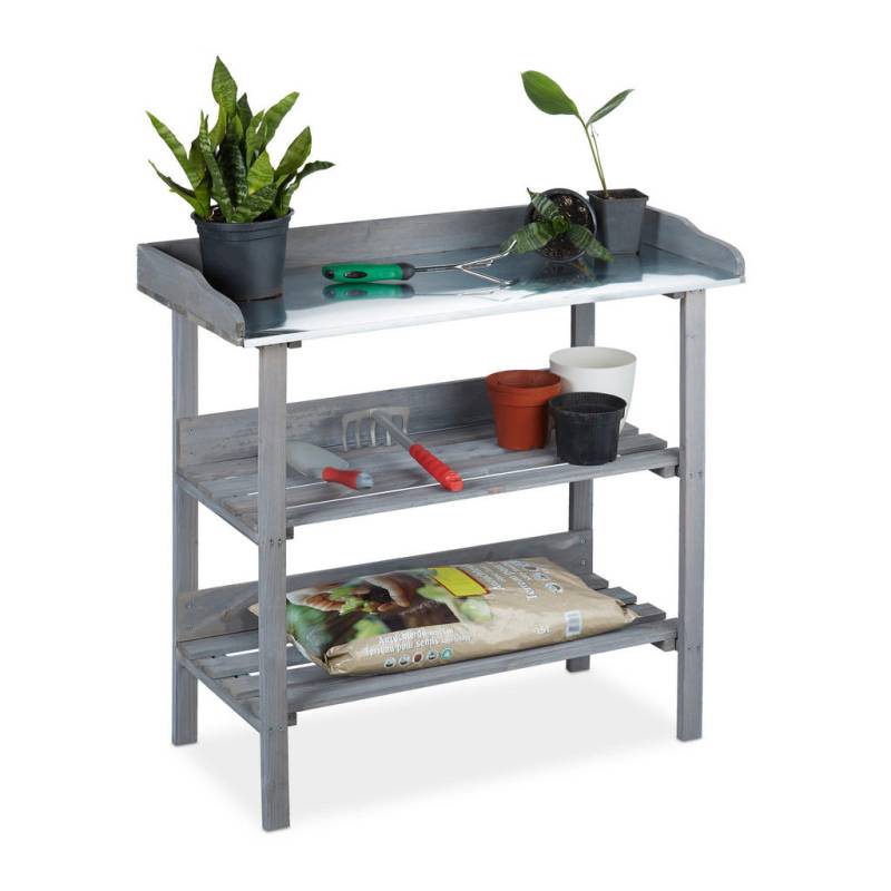 Relaxdays PFLANZTISCH Grau