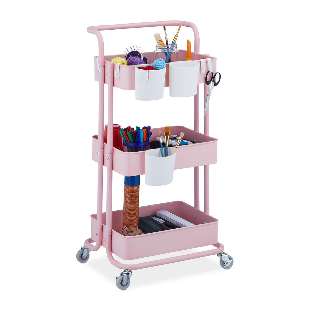 Relaxdays Rollwagen, Rosa, Metall, Textil, Kunststoff, 38x86x39 cm, Esszimmer, Servierwagen Relaxdays Rollwagen, Rosa, Metall, Textil, Kunststoff, 38x86x39 cm, Esszimmer, Servierwagen von Relaxdays
