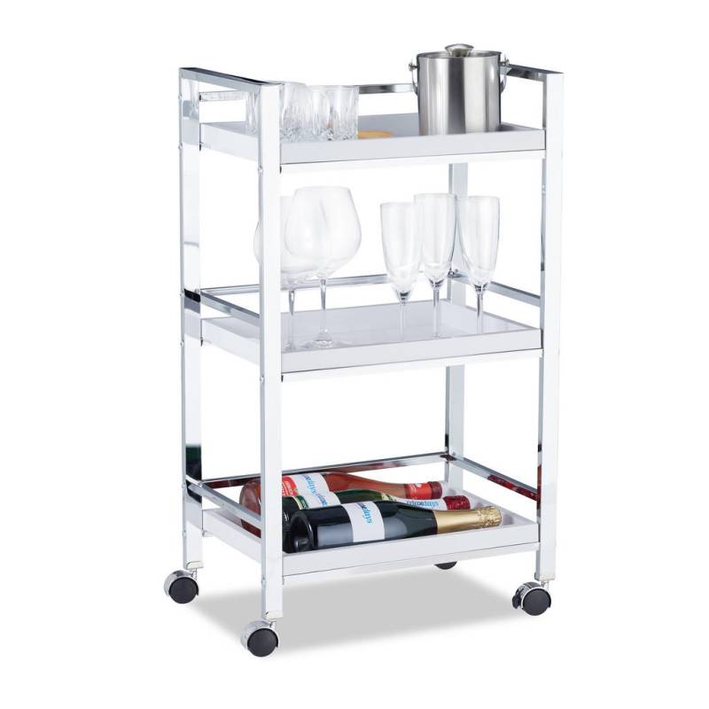 Relaxdays SERVIERWAGEN Silber
