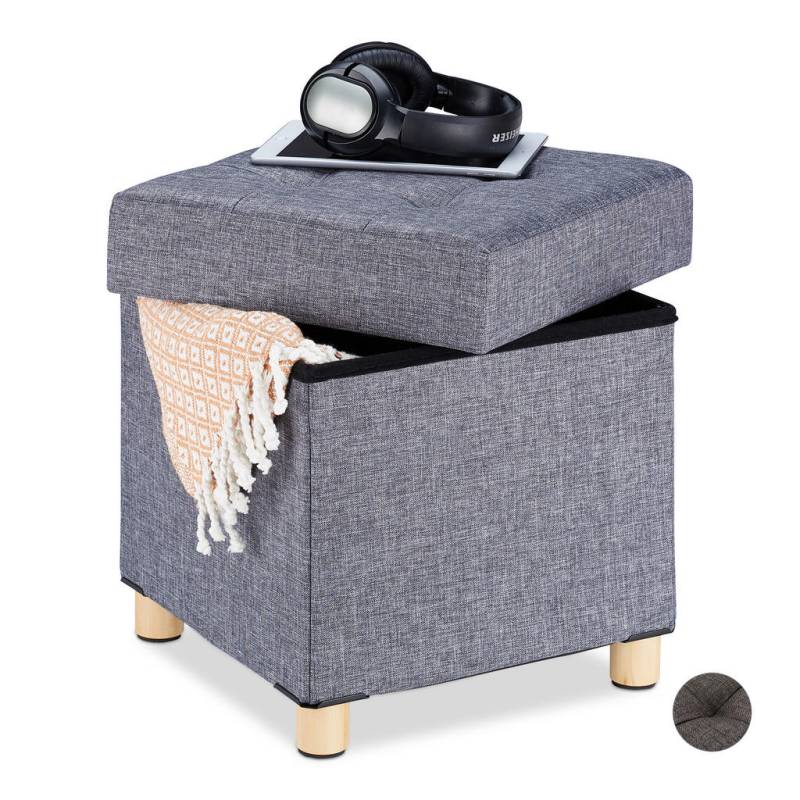 Relaxdays SITZHOCKER Grau