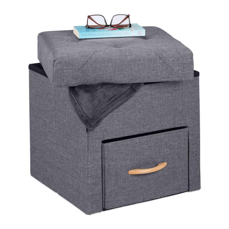 Relaxdays SITZHOCKER Grau