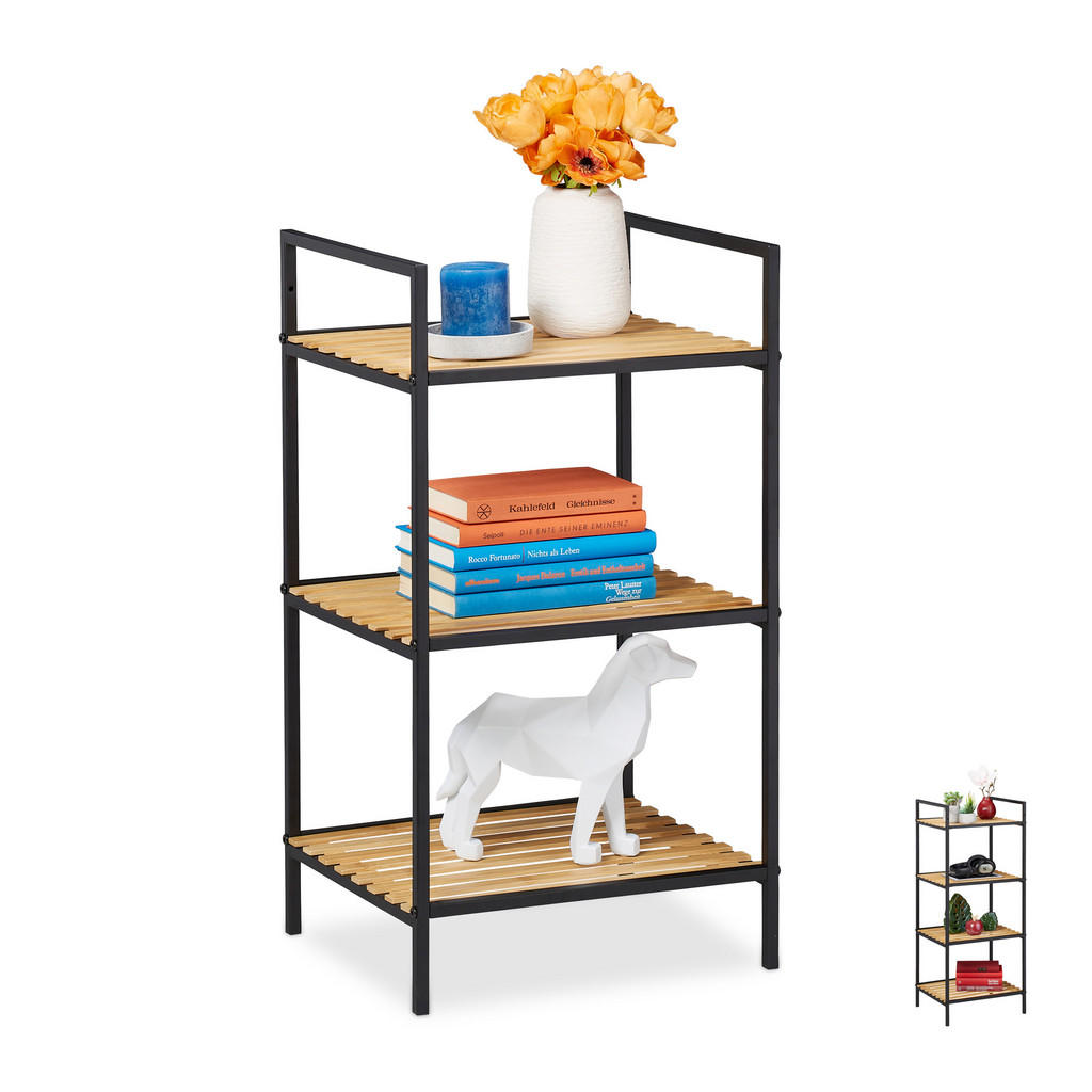 Relaxdays Standregal, Mehrfarbig, Holz, Metall, 39x71x32.5 cm, Wohnzimmer, Regale, Bücherregale von Relaxdays