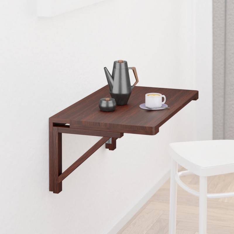Relaxdays WAND-KLAPPTISCH Dunkelbraun