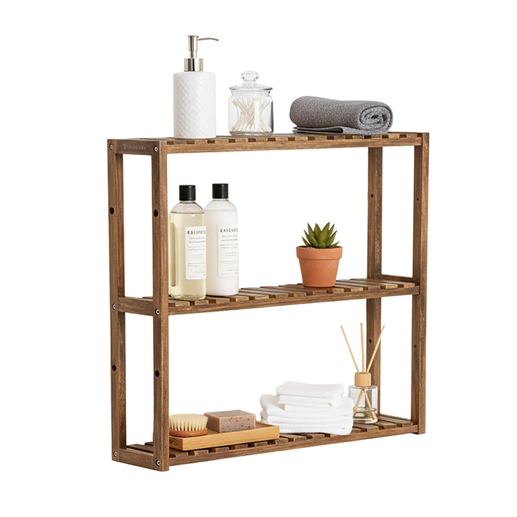 Relaxdays Wandregal, Hellbraun, Holz, 60x54x15 cm, Badezimmer, Badezimmerregale, Badregale Relaxdays Wandregal, Hellbraun, Holz, 60x54x15 cm, Badezimmer, Badezimmerregale, Badregale von Relaxdays