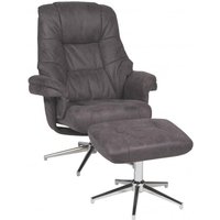 Relaxsessel 360° drehbar inkl Hocker BURNABY von DUO Collection Buffel anthrazit