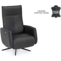 Relaxsessel SUPERIOR 8010 360° Grad drehbar mit 2 Motoren von Hjort Knudsen Echtleder schwarz