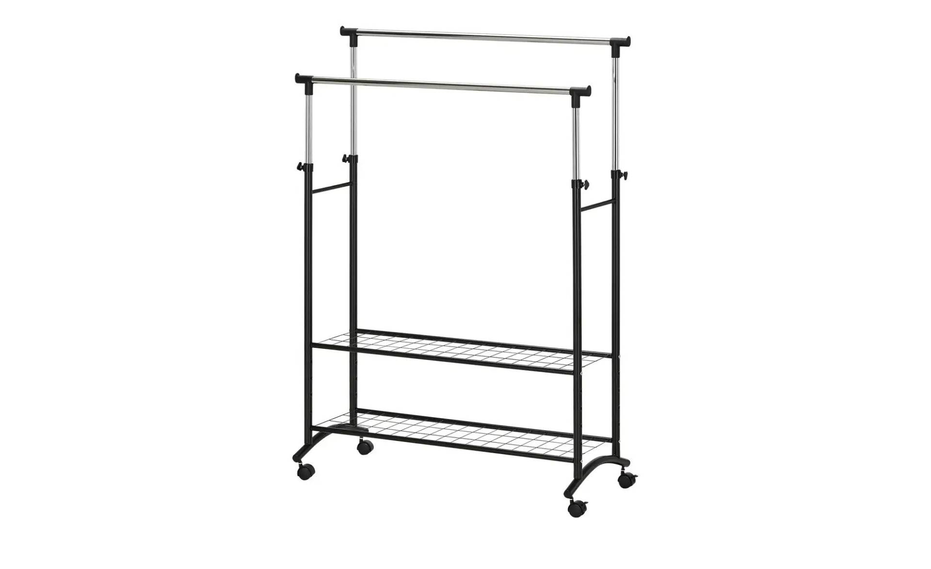 Rollgarderobe   ¦ schwarz ¦ Kunststoff,Metall ¦ Maße (cm): B: 100 H: 120 T: 43.0 Garderoben & Kleiderstangen > Garderobenständer - Möbel Kraft