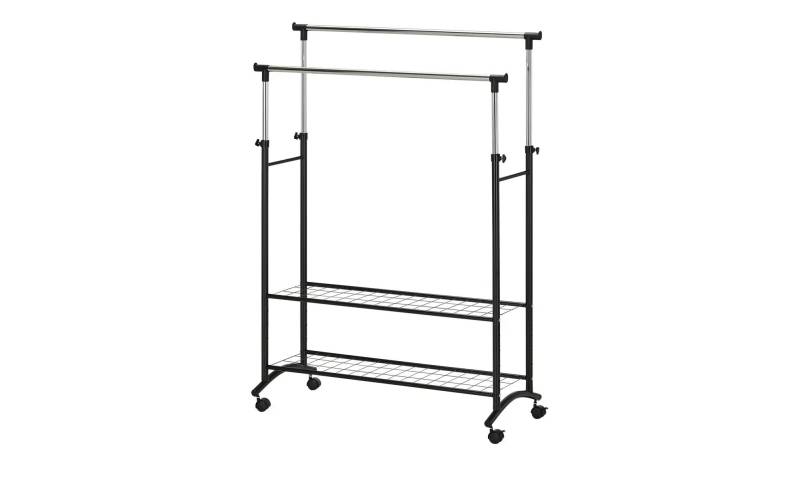 Rollgarderobe   ¦ schwarz ¦ Kunststoff,Metall ¦ Maße (cm): B: 100 H: 120 T: 43.0 Garderoben & Kleiderstangen > Garderobenständer - Möbel Kraft