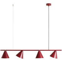 Rote Hängelampe Metall 4-flammig 120 cm länglich Rote Hängelampe Metall 4-flammig 120 cm länglich von ALDEX