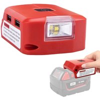 Roter Batterieadapter, 18-V-Lithium-Ionen-Ladegerät 8 × 6 × 3,5 mm, LED-Arbeitsleuchte mit Dual-USB-Ladegerät und 12-V-Gleichstromanschluss, von Milwaukee