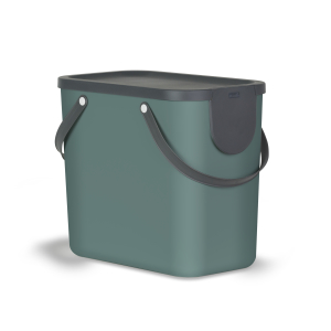 Rotho Mülleimer Trennsystem ALBULA, 25 Liter, Stapelbares Recycling Müllsystem für die Küche, Farbe: mistletoe green