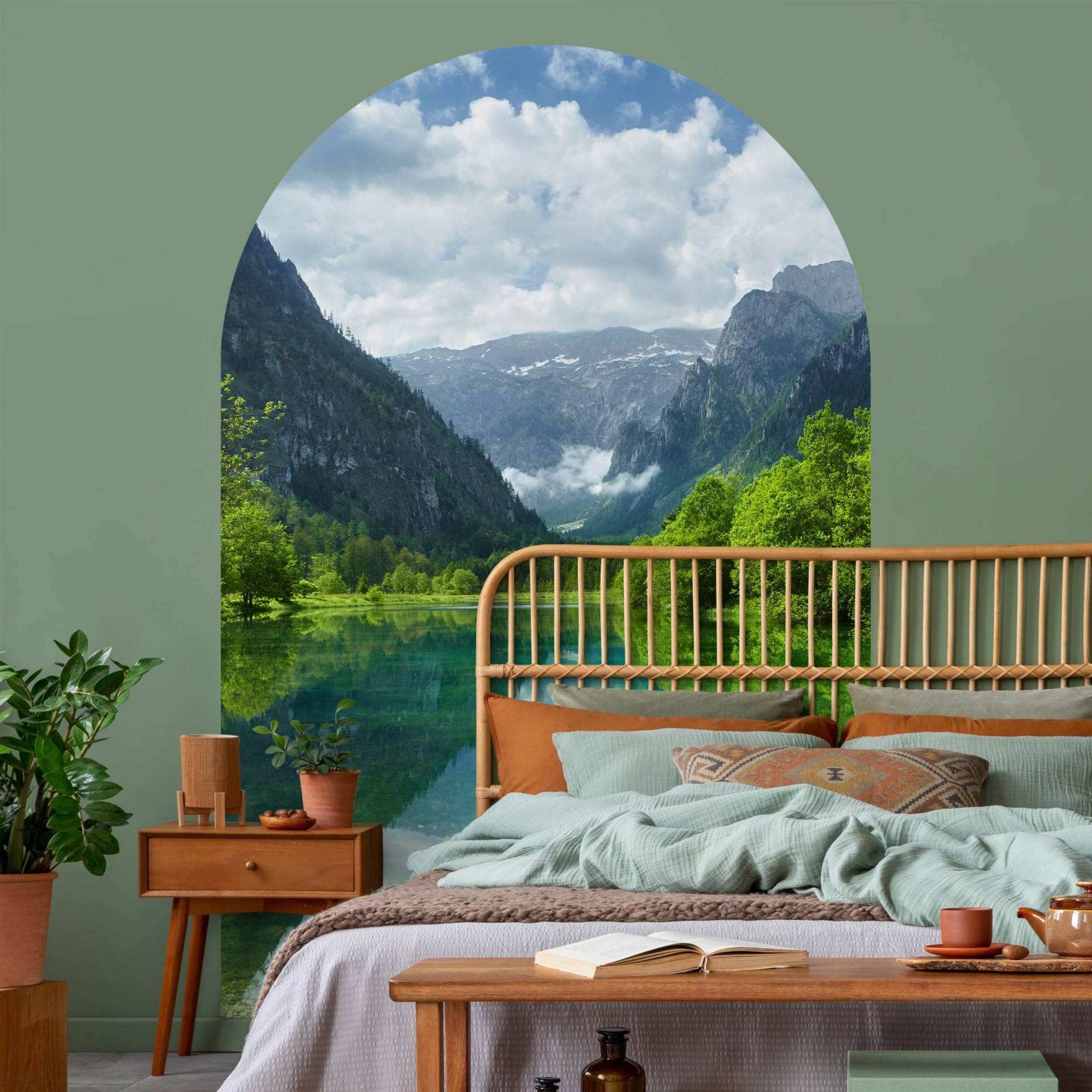 Rundbogen Tapete Bergsee mit Spiegelung Rundbogen Tapete Bergsee mit Spiegelung