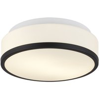 Runde Deckenlampe Bad Ø 29 cm Glas Weiß Schwarz blendarm Runde Deckenlampe Bad Ø 29 cm Glas Weiß Schwarz blendarm von Searchlight