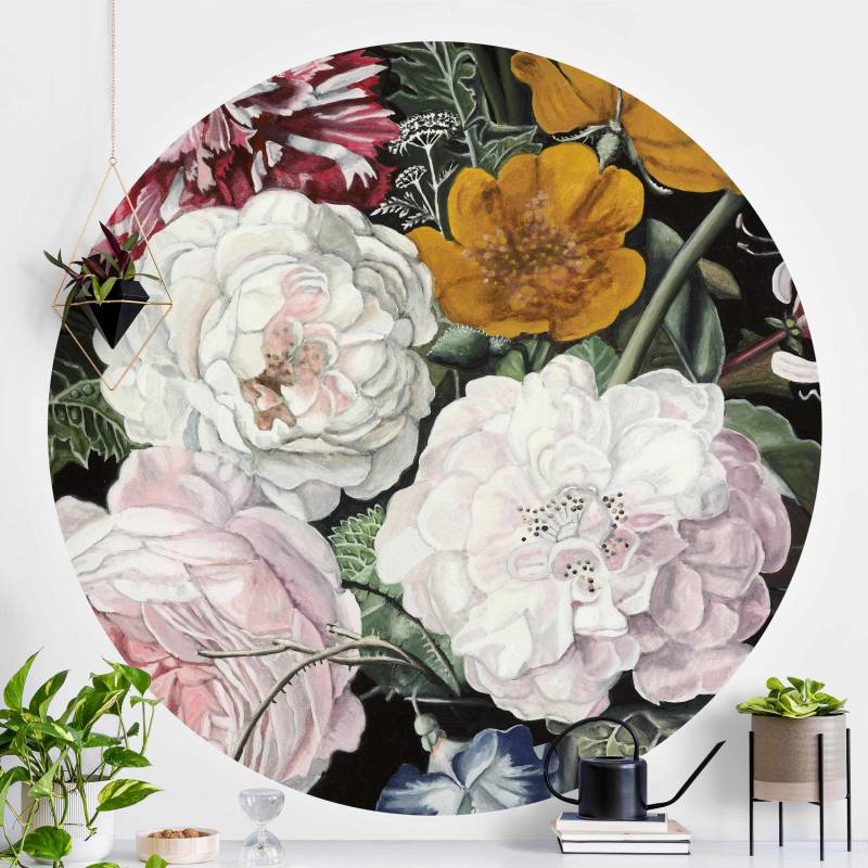 Runde Fototapete selbstklebend Barock Bouquet