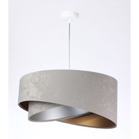 Runde Hängelampe E27 D: 50 cm Grau Gold Silber Stoffschirm von BPS Koncept