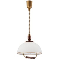 Runde Hängelampe Glas Holz E27 Ø30 cm in Haselnuss Weiß von Lamkur