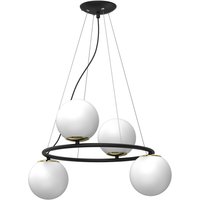 Runde Hängelampe Glas Metall Schwarz Weiß Gold 65 cm Runde Hängelampe Glas Metall Schwarz Weiß Gold 65 cm von Luminex