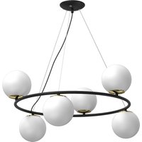 Runde Hängelampe Glas Metall Schwarz Weiß Gold 76,5 cm Runde Hängelampe Glas Metall Schwarz Weiß Gold 76,5 cm von Luminex