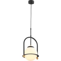 Runde Hängelampe Metall Glas E27 Ø23 cm in Schwarz von Zaklad Wielobranzowy Export-Import-Jupiter