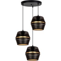 Runde Hängelampe Schwarz Gold Metall B:45 cm E27 3-flmg von Belis