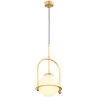 Runde Pendelleuchte Metall Glas 23 cm E27 in Messing von Zaklad Wielobranzowy Export-Import-Jupiter