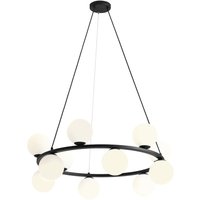 Runde Pendelleuchte Modern Glas Schwarz Metall 12-flmg Runde Pendelleuchte Modern Glas Schwarz Metall 12-flmg von ALDEX