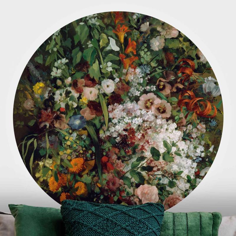 Runde Fototapete Gustave Courbet - Blumenstrauß in Vase