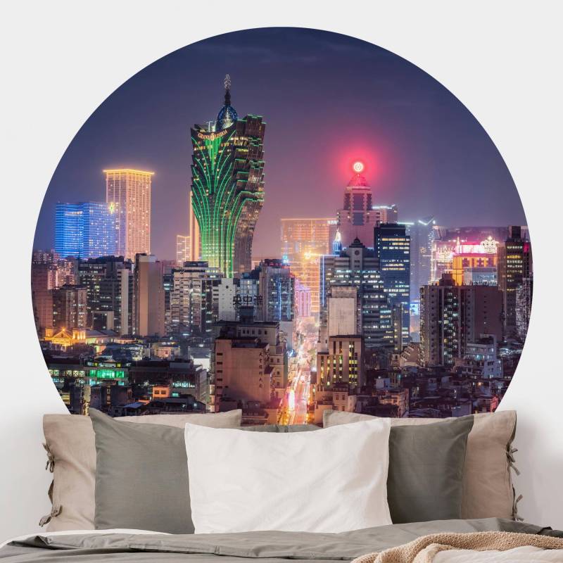 Runde Fototapete Nachtlichter von Macau