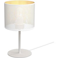 Runde Tischlampe Metall E27 34 cm hoch in Weiß Gold von Luminex