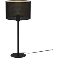 Runde Tischlampe in Schwarz Gold E27 56 cm groß Metall von Luminex