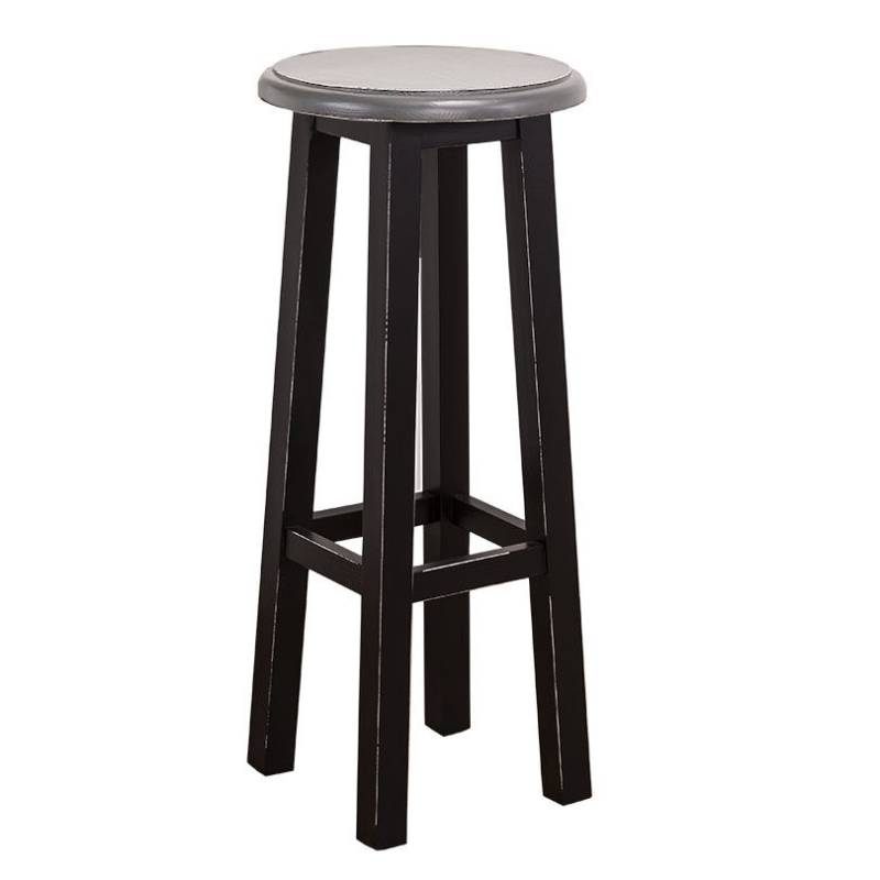 Runder Barhocker - Eichenplatte tief gebürstet Runder Barhocker - Eichenplatte tief gebürstet